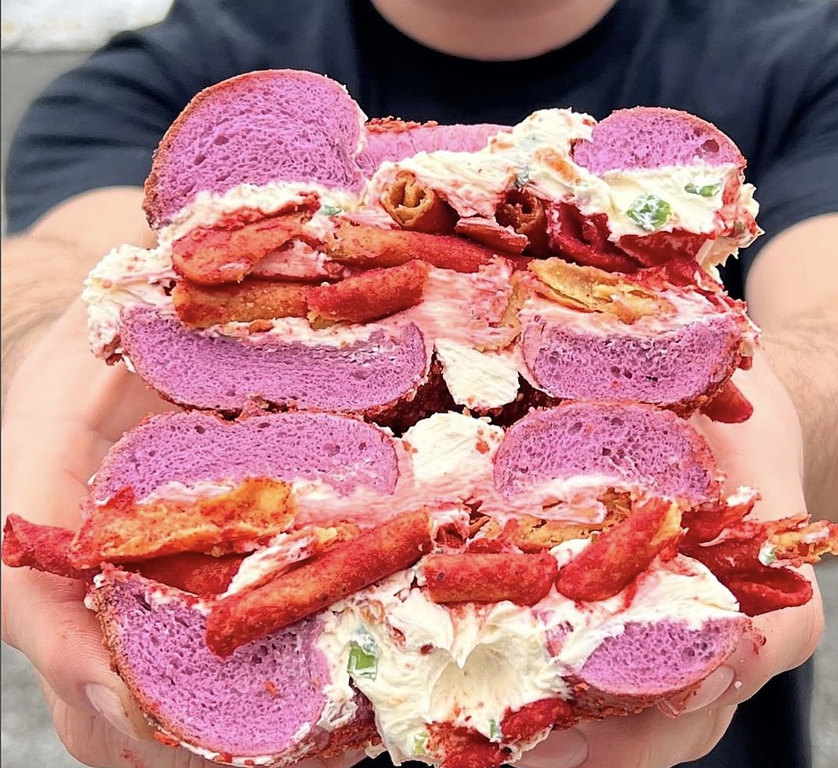 Takis On A Bagel Looks Amazing and Can Be Found At The Bagel Nook